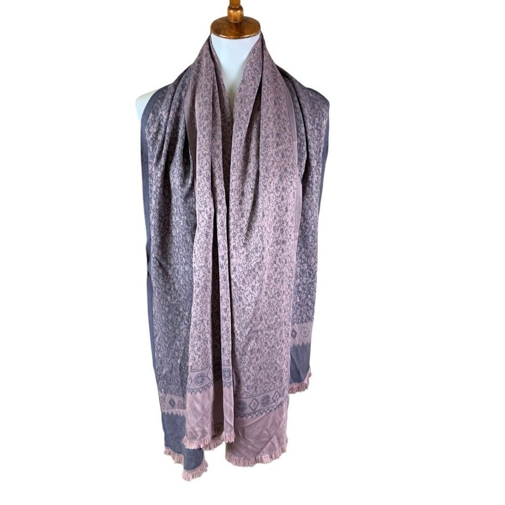 Green Prussa Silk Blue Pink Scarf Floral‎ Ethnic Print Lightweight Wrap Turkey